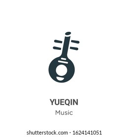 Yueqin glyph icon vector on white background. Flat vector yueqin icon symbol sign from modern music and multimedia collection for mobile concept and web apps design.