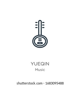 Yueqin icon. Thin linear yueqin outline icon isolated on white background from music and multimedia collection. Line vector sign, symbol for web and mobile