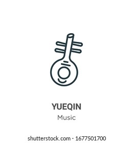 Yueqin outline vector icon. Thin line black yueqin icon, flat vector simple element illustration from editable music and multimedia concept isolated stroke on white background