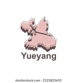 Ilustración plana del icono del mapa de Yueyang, mapa del Vector de chino con la Plantilla nombrada de los iconos del gobierno y del viaje