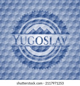 Yugoslav blue badge with geometric pattern. Vector Illustration. Detailed. 