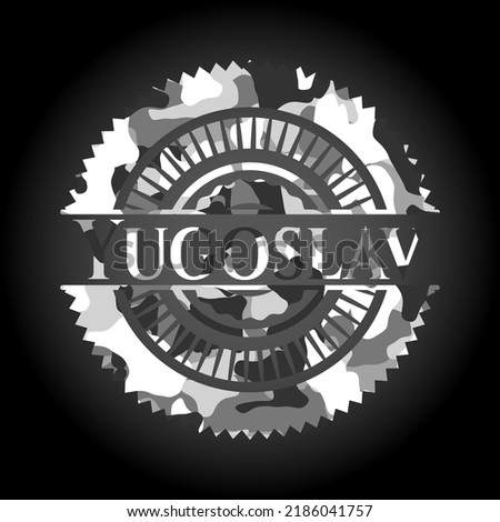 Yugoslav grey camouflaged emblem. Vector Illustration. 