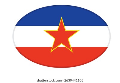Yugoslavia flag ellipse shaped. vector	
