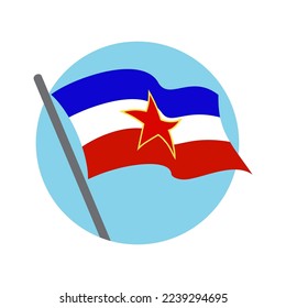 Bandera de Yugoslavia ondeando saludando. Imagen del vector
