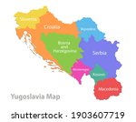 Yugoslavia map, administrative division, separate individual regions with names, color map isolated on white background vector