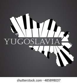 yugoslavia map logo made from piano