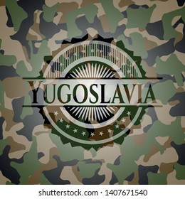 Yugoslavia on camo texture. Vector Illustration. Detailed.