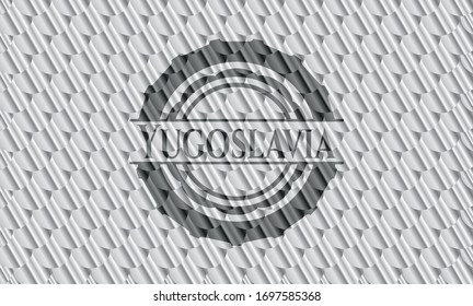 emblema plateado de Yugoslavia. Patrón de escalas. Ilustración vectorial. Detallado.