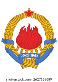 Yugoslavian coat of arms. Yugoslavian flag. National pride of Yugoslavia. Vector illustration.