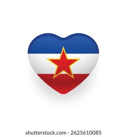 Yugoslavian flag shaped as heart. Yugoslavian flag. National pride of Yugoslavia. Vector illustration.