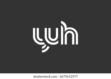 YUH Diseño de logotipo de letra moderno único creativo. Diseño elegante del logotipo del monograma con los Elementos decorativos y la tipografía