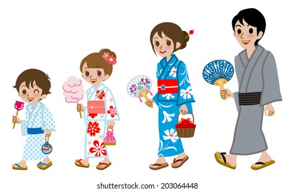 Yukata family Isolated