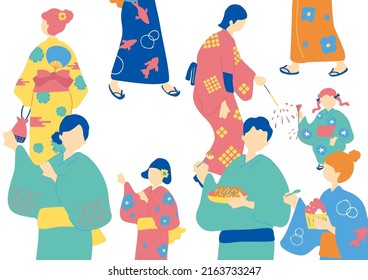 mucha gente de yukata
