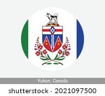 Yukon Canada Round Circle Flag. YT Canadian Territory Circular Button Banner Icon. EPS Vector
