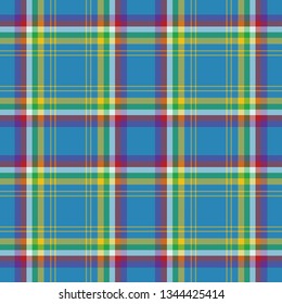 Yukon District Tartan. Element for the seamless construction of a pattern for tartan of Yukon, Canada, for fabric, kilts, skirts, plaids. Frequent weave 