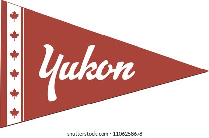 Yukon Flag, Canada Territorial Pennant, North America Travel, School, Retro Camping, Triangle Isolated Vector