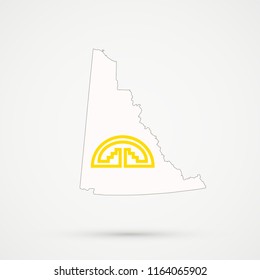 Yukon map in Andean Community flag colors, editable vector.