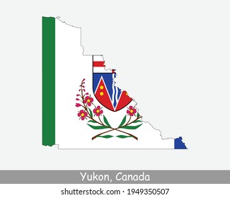 Yukon Map Flag. Map of YT, Canada with flag isolated on a white background. Canadian Territory. Vector illustration.