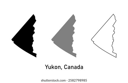 Yukon province, Canada map illustration isolated on background. map in black, gray, and outlines	