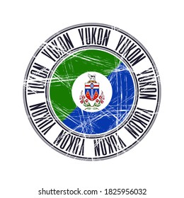 Yukon province, Canada. Vector postal rubber stamp over white background