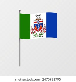 Yukon province flag on flagpole. Vector illustration.