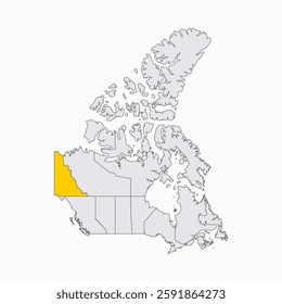 Yukon Region Highlighted on Canada Map