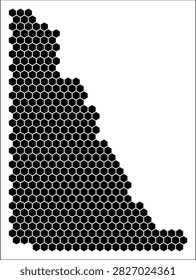 Yukon simple black and white hexagon map shape template. Province plain hexagon cell dots. Yukon flat honeycomb boundary. Vector Illustration.