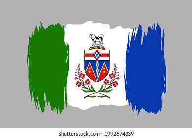 The Yukon territories flag, Canada. Canadian region banner brush concept. Horizontal vector Illustration isolated on gray background.  
