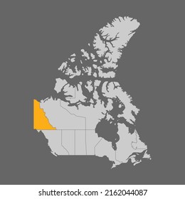 Yukon territory highlighted on the map of Canada