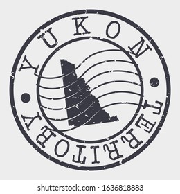 Yukon Territory Stamp Postal. A Map Silhouette Seal. Passport Round Design. Vector Icon Design Retro Travel.