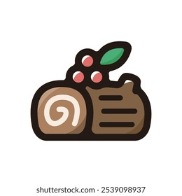 Yule Log Cake outline icon for graphic design, apps and websites