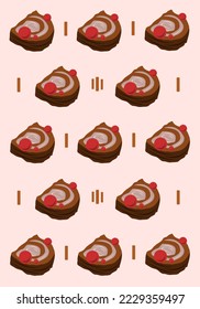 Yule log flat vector wallpaper. Cute yule log cake cartoon vector wallpaper for graphic design, illustration, and decorative element