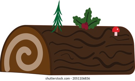 Yule log isolated on transparent background