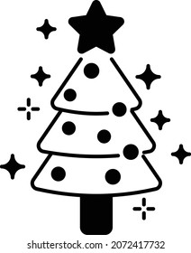 Yule Tree Concept, evergreen conifer Vector Icon Design, Party Celebrations Symbol, Winter Holiday Season Sign, New Year and Christmas Stock Illustration