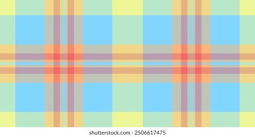 Yuletide plaid check background, stylish textile pattern seamless. Mockup fabric tartan texture vector in cyan and lime colors palette.