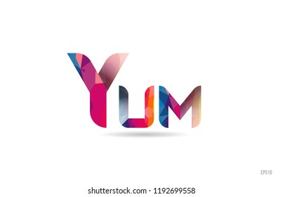 yum colored rainbow word text suitable for card, brochure or typography logo design