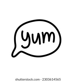 Premium Vector  Yum. yummy handwritten word. modern calligraphy.  calligraphic doodle text design for print. vector logo design. hand drawn  lettering in cartoon style. phrase yum with licking tongue.