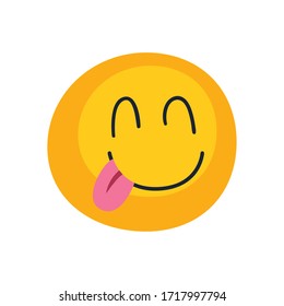 Yum Emoji Face Flat Style Icon Design, Cartoon Expression Emoticon And Social Media Theme Vector Illustration