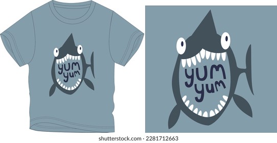 yum yum fish graphic design vector
