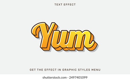 Plantilla de efecto de texto Yum en diseño 3d