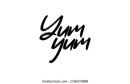 Texto de Yum Yum. Sólo un doodle de diseño de una sola palabra para imprimir. Ilustración del vector