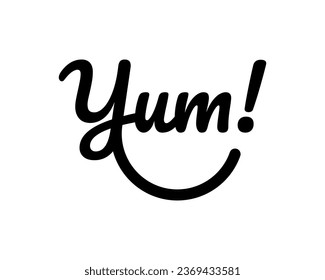 Yum Yum text. Only one single word. Printable graphic tee. Design doodle for print.	
