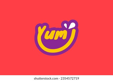 Yum Yum text. Printable graphic tee. Design doodle for print