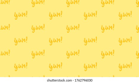 Yum  vector seamless pattern on yellow background