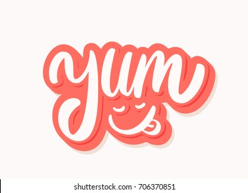 Yum word. Yummy. Vector lettering.