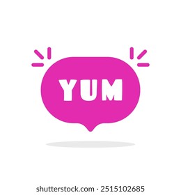 yum or yummy speech bubble like tasty icon. abstract flat style trend modern graphic design yumy logotype element isolated on white. concept of yumyum pictogram for restaurant cafe or coffee shop