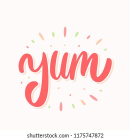 Yum. Yummy word. Vector lettering.