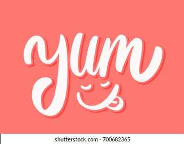 Yum. Yummy word. Vector lettering.