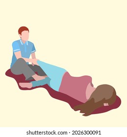 Yumeiho yoga vector illustration. Exercise, stretching, online yoga. Material for postcard poster and banner. Healthy lifestyle. Homework.