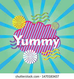 yummy, beautiful greeting card background or banner with retro theme. design illustration